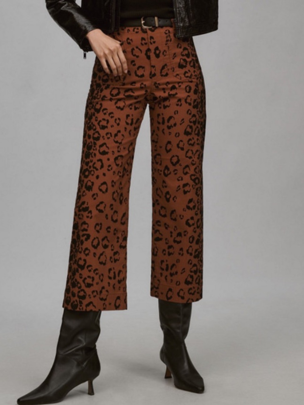 Maeve The Colette leopard print wide leg crop pants